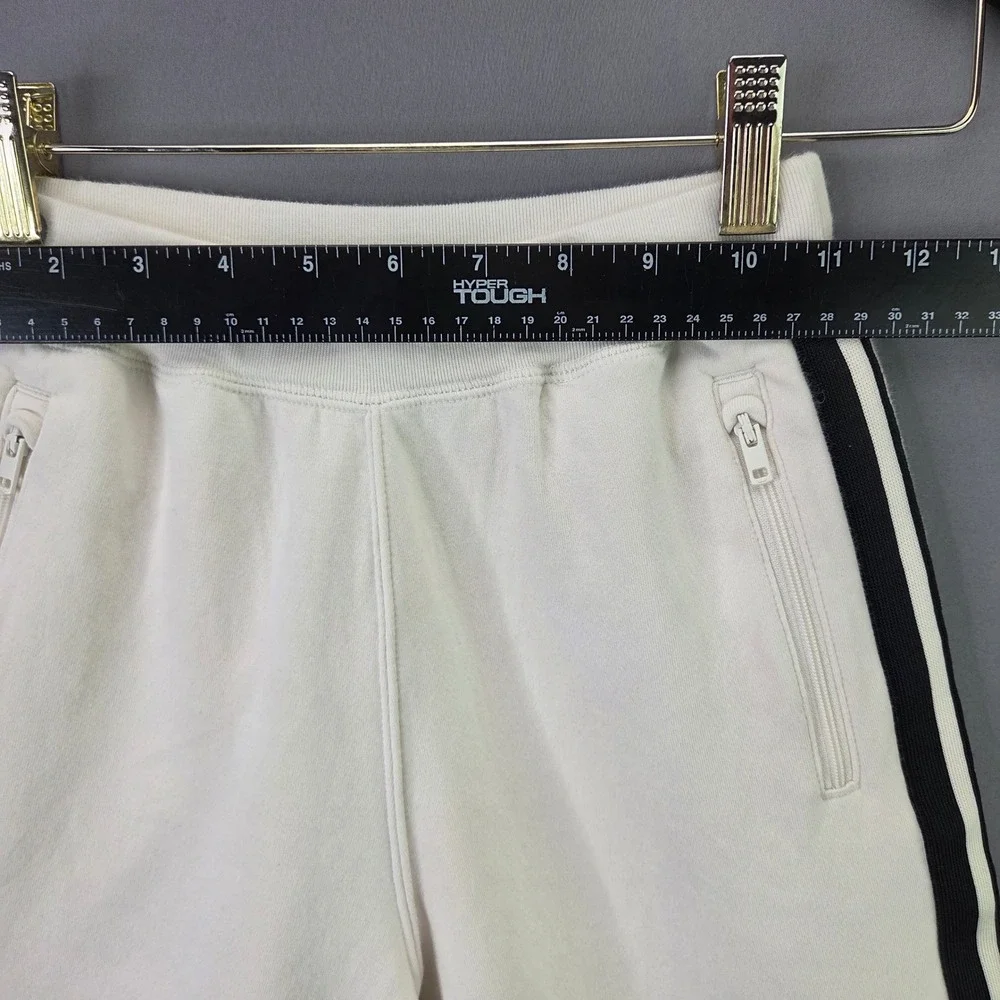 Uniqlo Kids Track Pants Side Stripe Joggers Size 130 Cream White Zipper Pockets